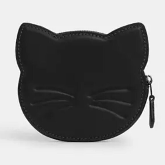 NWOT Coach Leather Black Cat Card Case, Wallet, and Coin Purse, Limited Edition - Picture 1 of 4